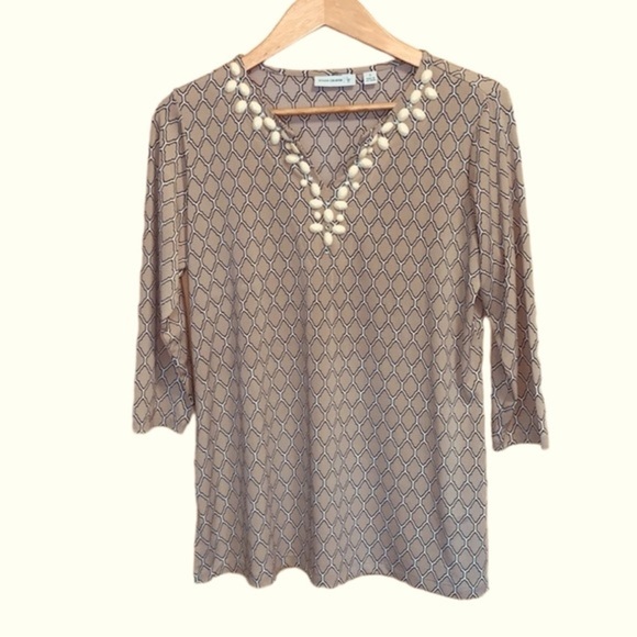 Susan Graver Blouse 3/4 Sleeve Top S - Picture 2 of 3